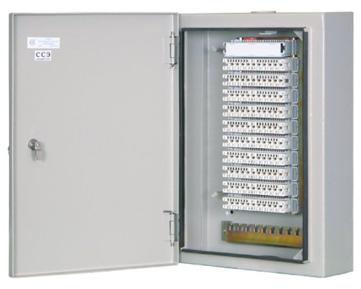 Шкаф распределительный настенный металлический с замком для 100 пар, в комплекте с размыкаемыми плинтами ПИК ШРН-2/100 в комплекте с размыкаемыми плинтами