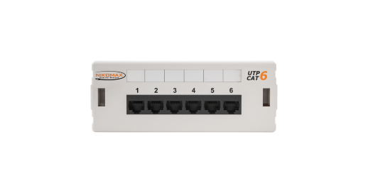 Патч-панель настенная 6 портов, Кат.6 NIKOMAX NMC-WP06UE2-GY