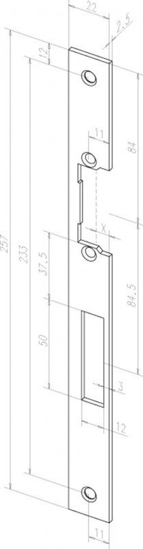 Планка, плоская, длинная Eff-Eff Eff-Eff HZ(343 40) (-------34340-01) лицевая панель цинк