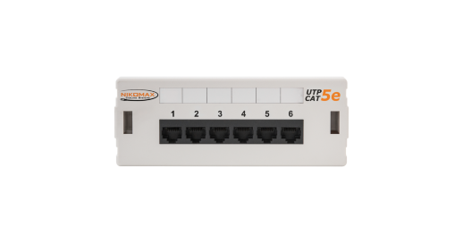 Патч-панель настенная 6 портов, Кат.5е NIKOMAX NMC-WP06UD2-GY