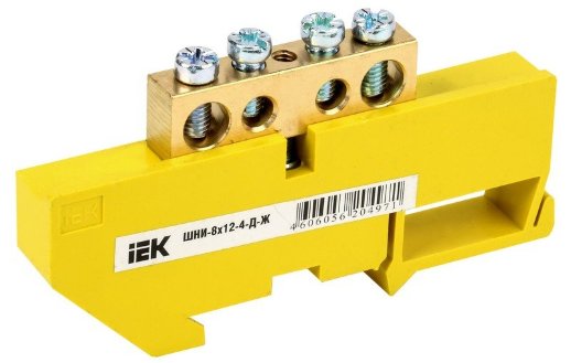 Шина на DIN-изоляторе IEK Шина PE "земля" ШНИ-8х12-4-Д-Ж (YNN10-812-4D-K05)