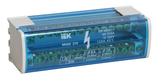 Шина на DIN-рейку в корпусе IEK Шина (кросс-модуль) ШНК 2х15 L+PEN (YND10-2-15-125)