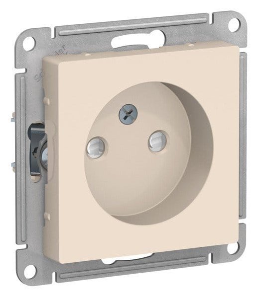 Розетка AtlasDesign без заземления со шторками, бежевый (ATN000249)