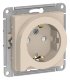Розетка AtlasDesign с заземлением со шторками с выталкивателем, бежевый (ATN000247)