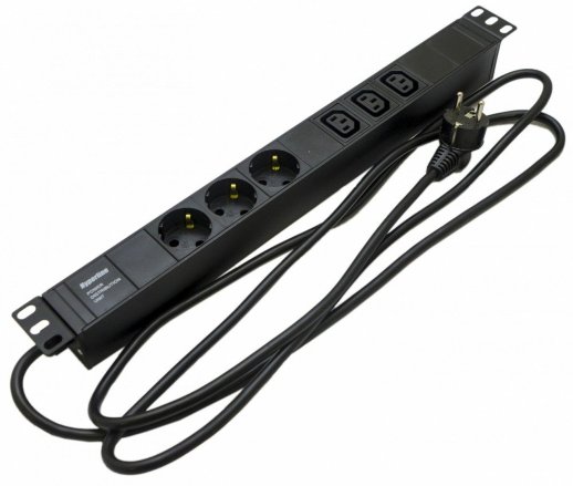 Блок розеток 19" Hyperline SHE19-3SH-3IEC-2.5EU