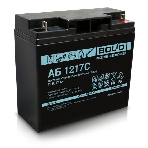 Аккумулятор стационарный свинцово-кислотный с регулирующим клапаном Болид АБ 1217С