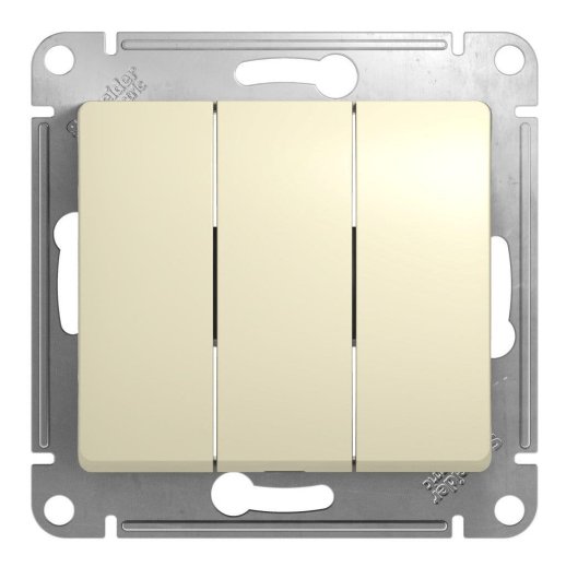 Выключатель 3-кл Glossa, бежевый (GSL000231)