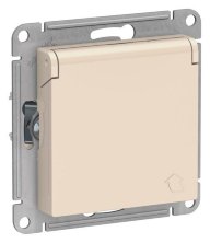 Розетка AtlasDesign с заземлением со шторками с крышкой, бежевый (ATN000246)