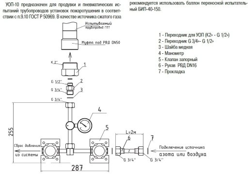 Устройство для опрессовки трубопровода Пожтехника УОП-10