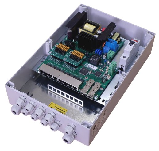 Коммутатор для подключения 8 камер TFortis TFortis PSW-2G 8F+