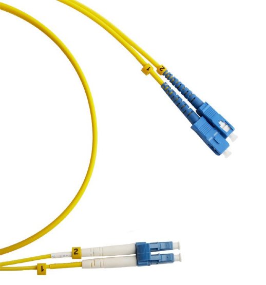 Патч-корд волоконно-оптический LC/UPC-SC/UPC Hyperline FC-D2-9-LC/UR-SC/UR-H-2M-LSZH-YL