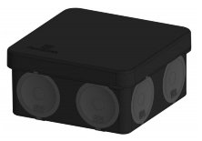 Коробка распределительная 60-0210-9005 для прямого монтажа двухкомпонентная безгалогенная (HF) черная 80х80х40