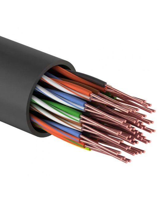 U/UTP, CAT 5, PE, 25PR, 24AWG, OUTDOOR, SOLID, черный, 305м, REXANT (01-1122)