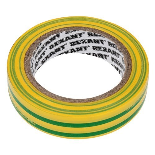 Лента изоляционная Rexant Изолента желто-зеленая ПВХ 19х25 (09-2207)