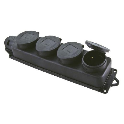 Розетка четырехместная с заглушками каучук TDM ЕLECTRIC Розетка четырехместная 2Р+РЕ 16А 250В IP44 (SQ0612-0011)