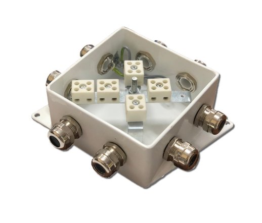 Коробка монтажная огнестойкая Гефест КМ-О (10к*6,0)-IP66-120х120, шесть вводов