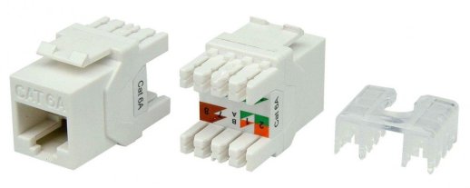 Вставка Keystone Jack RJ-45 Hyperline KJ8-8P8C-C6A-180-WH