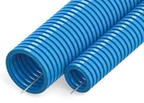 Труба гофрированная Промрукав Труба ПП лёгкая не распространяющая горение синяя с зондом D=25 (PR02.0077)