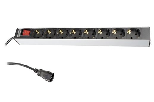 Блок розеток 19" Hyperline SHT19-8SH-S-2.5IEC