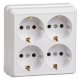Розетка 4 местная с заземляющим контактом открытой установки 