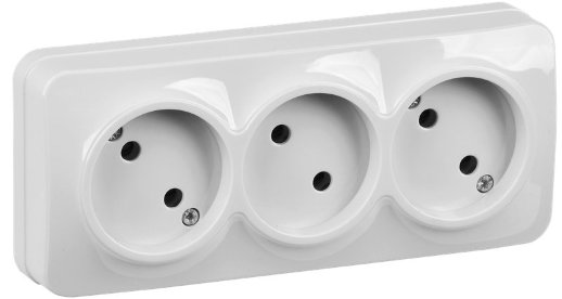 Розетка 3-я без з/к/ш о/у 10А РС23-2-ХБ белый IEK GLORY (ERH30-K01-10)