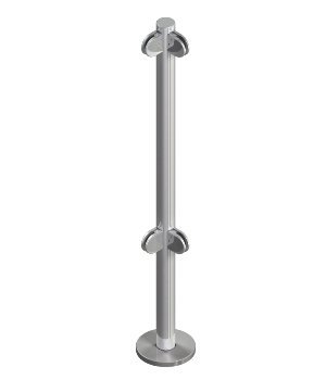 Стойка ограждения, 4 зажима для стекла под углом 90 град ОМА OMA-04.466.B0