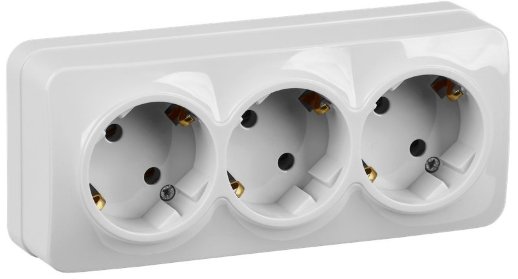 Розетка 3-я с з/к без з/ш о/у 16А РС23-3-ХБ белый IEK GLORY (ERH31-K01-16)
