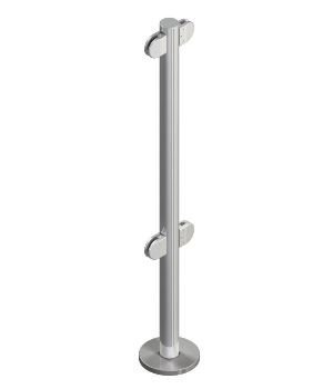 Стойка ограждения, 4 зажима для стекла под углом 180 град ОМА OMA-04.466.C0 (КЛАССИКА)