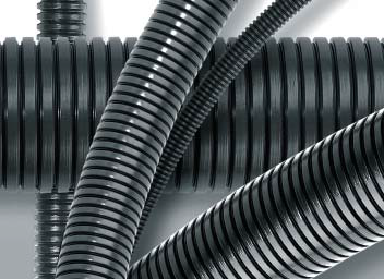 Труба гофрированная не распространяющая горение, безгалогенная, с протяжкой ДКС Труба ПА 6, ПВ-0 тёмно-серая DN17мм (PA611721F0)