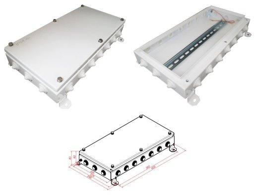Коробка монтажная электротехническая Гефест КМ IP54-2040, 20 вводов