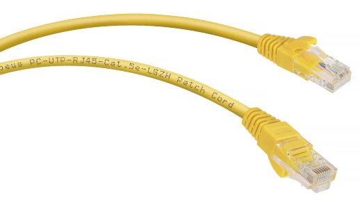 Патч-корд медный CABEUS PC-UTP-RJ45-Cat.5e-1m-YL-LSZH (9497c)