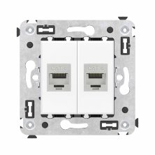 Розетка RJ-45 в стену, кат.6E, Avanti, двойная, белое облако (4400794)