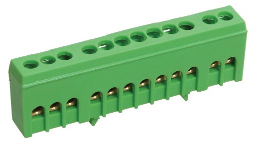 Шина в корпусном изоляторе на DIN-рейку IEK Шина PE "земля" ШНИ-6х9-10-К-З (YNN10-69-10KD-K06)