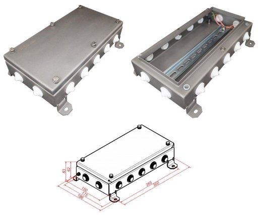 Коробка монтажная электротехническая Гефест КМ IP54-1530, 14 вводов, нержавейка