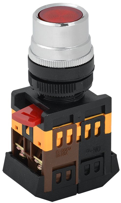 Кнопка с подсветкой IEK Кнопка ABLF-22 красный D22мм неон 1з+1р (BBT10-ABLF-K04)
