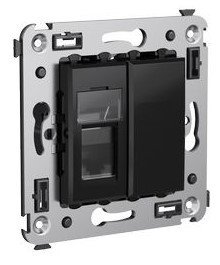 Розетка компьютерная ДКС Розетка RJ-45 в стену Avanti одинарная черный квадрат (4402463)