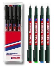 Набор маркеров E-140 permanent 0.3 мм (для пленок и ПВХ) набор: черный, красный, зеленый, синий (09-3995-9)