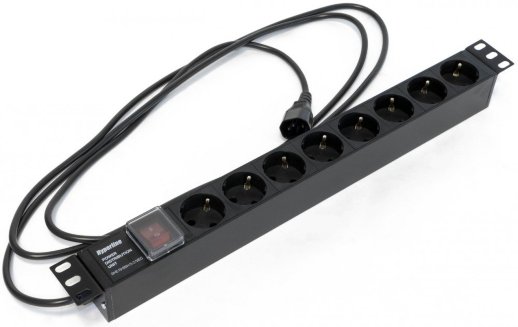 Блок розеток 19" Hyperline SHE19-8SH-S-2.5IEC