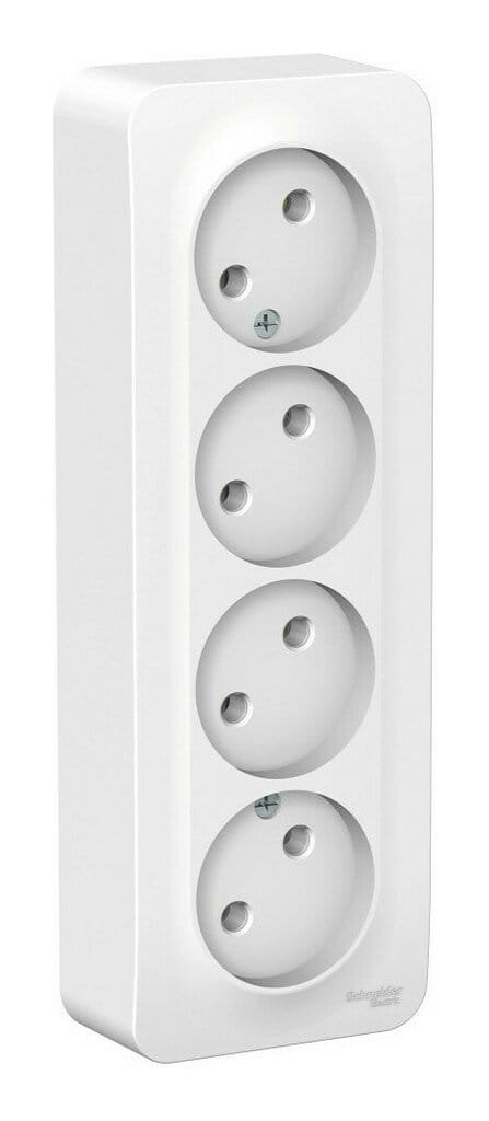 Розетка открытой установки BLANCA 4-ая без заземления без шторок, белый (BLNRA000411)