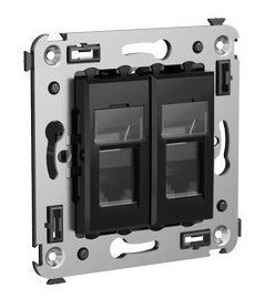 Розетка ДКС Розетка RJ-45 Avanti в стену двойная экранированная черный квадрат (4402364)