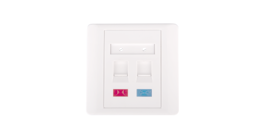 Лицевая панель под 2 модуля типа Keystone NETLAN EC-FP-2KJ-WT-10 (10 шт)