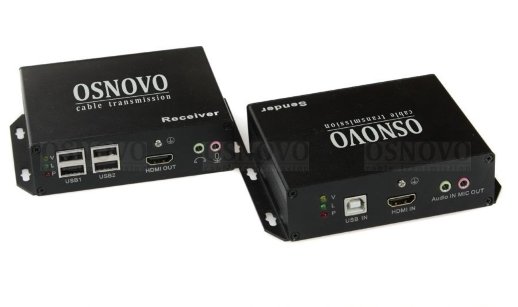 Удлинитель HDMI, USB, RS232, ИК-сигнала OSNOVO TLN-HiKMA/1+RLN-HiKMA/1