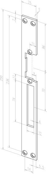 Планка, плоская, длинная Eff-Eff Eff-Eff HZ (264 40) (-------26440-01) лицевая панель цинк
