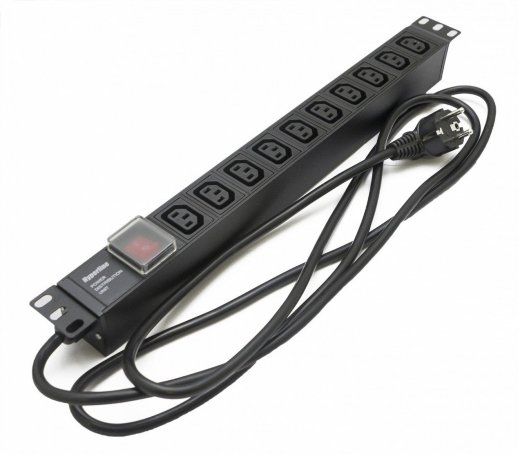 Блок розеток 19" Hyperline SHE19-10IEC-S-2.5EU