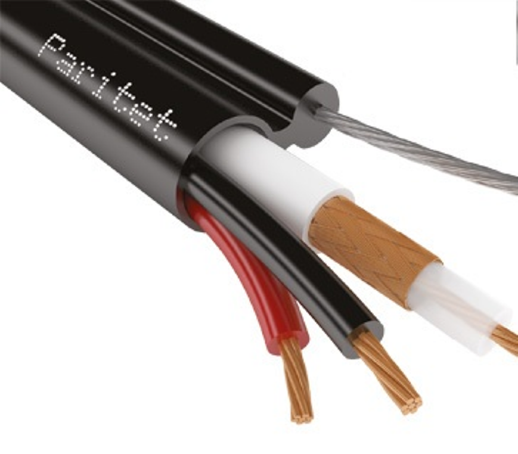 Кабель комбинированный для систем видеонаблюдения с несущим тросом Паритет КВК-Пт-2 2х0,75 (Паритет)