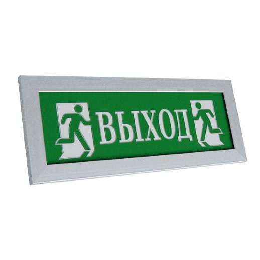 Оповещатель охранно-пожарный световой (табло) Электротехника и Автоматика ПРЕСТИЖ-24 "Выход" (рамка серебро)