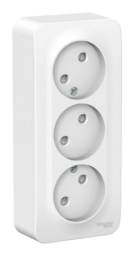 Розетка открытой установки BLANCA тройная без заземления со шторками, белый (BLNRA001311)