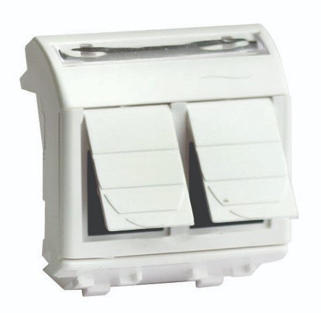 Розетка компьютерная с двумя разъёмами ДКС Розетка RJ-45 Brava 2 модуля слоновая кость (75459S)