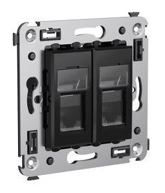 Розетка компьютерная ДКС Розетка RJ-45 в стену Avanti двойная черный квадрат (4402294)