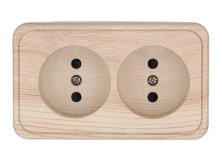 Розетка двойная открытой установки без з/к, сосна, LK Standard (813625)